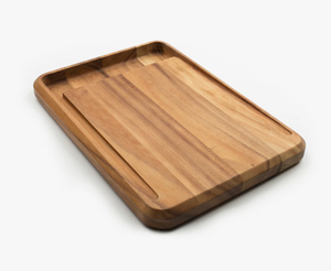 Planche à découper élégante en bois d'acacia 2026 avec manche de couteau en acier inoxydable, durable et compatible lave-vaisselle pour cuisine moderne - Product Image 3