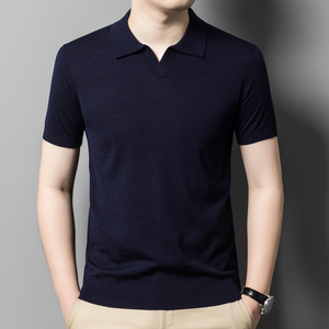 Custom Men Sweater Short Sleeve T-<b>shirt</b> <b>Half</b> Sleeve Bottom Knit Polo <b>Shirt</b> Jumpers Pullovers <b>Button</b> Placket Spring Autumn - Product Image 6