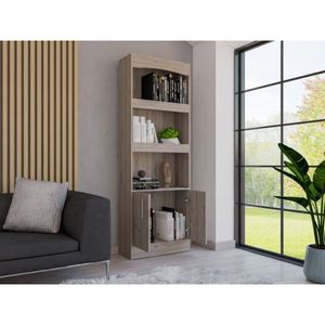 Libreria con finitura grigio chiaro con ferramenta in metallo - Product Image 1