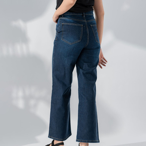 Full Length Casual Style Button Fly Denim <b>Jeans</b> Pant Ripped Medium Washed Lightweight <b>Women</b> Straight Denim <b>Jeans</b> Pant Collection - Product Image 4