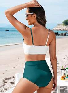 Conjunto de Bikini de 2 Piezas para Mujer, Cintura Alta, Bloques de Color, Traje de Baño Popular 2026, el Mejor Traje de Baño para la Playa de Verano - Product Image 4