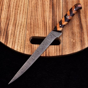 Custom Handmade Ambidextrous Modern Forged Fillet <b>Knife</b> Damascus Steel Wood Handle Leather Sheath-Eco-Friendly Dishwasher <b>Safe</b> - Product Image 6