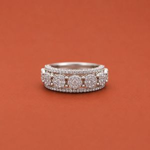 Anillos de Plata de Ley 925 con Moissanita VVS Color D al por Mayor, Estilo Iced Out Hip Hop Rapper - Product Image 1