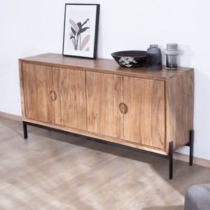 Vandana Autumn Element 4-door <b>sideboard</b> in acacia and metal, 160 cm, Novelli style, zen and minimalist - Product Image 2