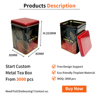 Boîte en métal carrée de qualité alimentaire LUCKY TIN pour le stockage du thé, du café, des bonbons, du chocolat, des biscuits, vente en gros OEM