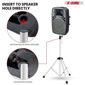 Adjustable White SS ECO 1PK WH WoB Heavy Duty Portable PA DJ Studio <b>Monitor</b> Mount W/ 35mm Compatible Insert Home Use <b>Speaker</b> - Product Image 3