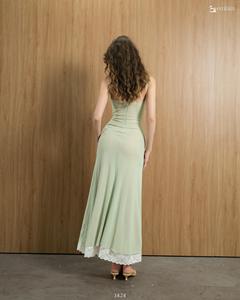 Wholesale Women's Lace-Trim Stretch Mesh Maxi <b>Dress</b> with Built-In Bra ET3424 - Product Image 3
