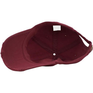 Casquette de baseball personnalisée bordeaux effet vieilli, en coton délavé et déchiré, style Dad Hat, réglable, unisexe, streetwear, pêche, cyclisme - Product Image 3