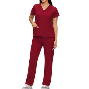 Unisex Custom Logo High Quality Cotton-Polyester Canvas Needle-Detecting Medical <b>Scrubs</b> <b>Top</b> V-Neck Breathable Anti-Wrinkle - Product Image 3