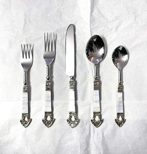 ชุดช้อนส้อมสแตนเลสคุณภาพสูงพร้อมด้ามจับมุก ชุดช้อนส้อมพรีเมียมทันสมัยสำหรับโต๊ะอาหารที่บ้านและงานเลี้ยง - Product Image 3