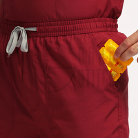 Ensemble de blouses médicales pour hommes, couleur bordeaux, col en V, uniforme d'infirmière, tenue de travail pour médecins, hôpitaux, cliniques, tissu respirant et antibactérien