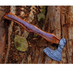 Custom Handmade Forged Damascus Steel Axe Outdoor Camping Hunting Hatchet Wooden Handle Survival Axe With Cover Survival <b>Tool</b> - Product Image 1