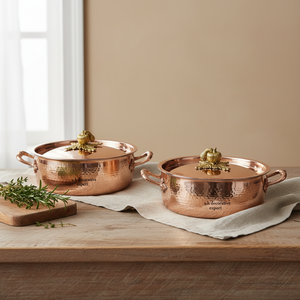 Juego de Cazuelas de Oro Rosa Hechas a Mano, Aptas para Alimentos, Ollas Metálicas Decorativas Martilladas para Buffet de Hotel y Bodas, Utensilios de Cocina Premium Decorativos - Product Image 3