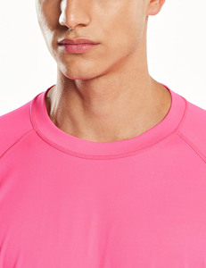 <b>Mens</b> Short Sleeve <b>Pink</b> Athletic <b>T</b> <b>Shirt</b> Quick Dry Breathable Performance Sports Top 100% Cotton Front Logo Gym Training Wear - Product Image 6