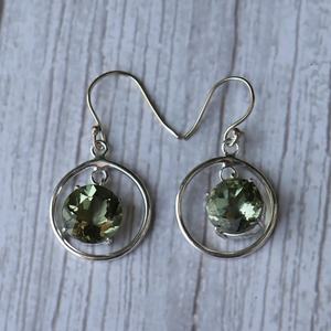 Green Peridot Earrings 925 Sterling <b>Silver</b> Dangle Drop Hook Charm <b>Solid</b> Crystal Jewelry Stunning Gift For Women - Product Image 1