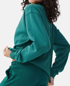 Conjunto de sudadera universitaria de gran tamaño para mujer, jersey en blanco con bordado OEM de algodón y logotipo personalizado al por mayor - Product Image 3