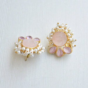 ต่างหูสตั๊ดทำด้วยมือประดับด้วยอัญมณีขัดเงาชุบโรเดียมและช่างฝีมือผลิตเครื่องประดับที่มีคุณภาพ - Product Image 6