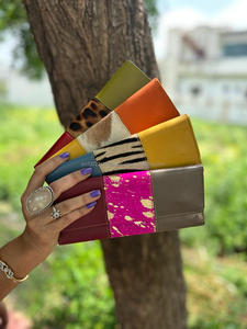 กระเป๋าคลัทช์หนังขนสัตว์สำหรับผู้หญิงหนังสัตว์รีไซเคิลหนังสัตว์แท้สีรุ้งแบบอเนกประสงค์กระเป๋าใส่บัตร ATM - Product Image 3