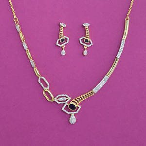 Grossistes de bijoux fantaisie en Inde, collier classique en diamant américain avec placage bicolore 443986 - Product Image 2