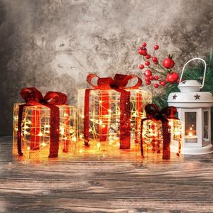 Decorazioni Natalizie Scatole Regalo Luminose 3 Pezzi con 60 Luci LED per Uso Interno ed Esterno - Product Image 6