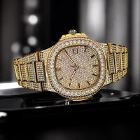 Montre de luxe pour homme en acier inoxydable, cadran analogique en cristal de moissanite, date, mouvement mécanique, 41 mm, résistance à l'eau 10 bars