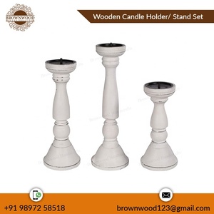 Décoration de chambre : Ensemble de 3 bougeoirs votifs en bois de manguier, style ferme moderne, qualité export, les plus vendus en ligne pour Noël - Product Image 2