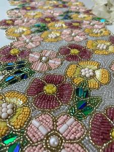 Handmade Bohemian Floral Fabric Table <b>Runner</b> Irregular Shape Pink Yellow Red <b>Green</b> Embroidered Design Mats Pads - Product Image 5