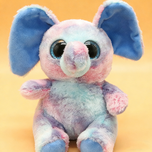 Elefante de peluche arcoíris personalizado, elefante de peluche teñido, peluche con ojos grandes y brillantes, juguete de animal de la selva en colores pastel. - Product Image 1