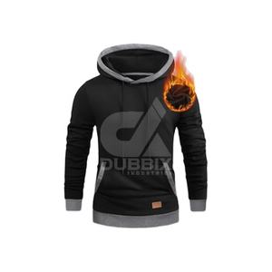 Sudadera con Capucha de Felpa Gruesa 100% Algodón Negra para Hombre, OEM 2026, Sudadera con Logotipo Personalizado para Invierno, Teñido Liso - Product Image 1
