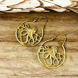 Unique Design Boho <b>Octopus</b> Hoop <b>Earrings</b> Tribal Brass <b>Earrings</b> for Women 18k Gold Plated Animal Jewelry for Wholesale/OEM/ODM - Product Image 6