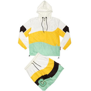 Ensemble de survêtement coupe-vent personnalisé pour homme, short et veste, ensemble jogging deux pièces avec fermeture éclair, polyester - Product Image 1