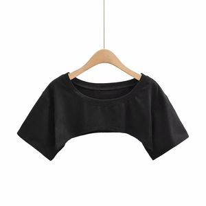 Camiseta Corta de Algodón y Elastano para Mujer, 220 g/m², Corte Ajustado, Estilo Básico, Elástica, Verano 2025, Y2K - Product Image 1