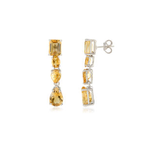 Pendientes Largos Elegantes de Citrino Dorado en Plata de Ley S925, Joyería Fina con Piedra de Nacimiento de Noviembre - Product Image 3