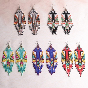 Pendientes Largos de Borla Tejidos con Cuentas Hechos a Mano para Damas, Joyería de Estilo Bohemio por MD HANDICRAFTS - Product Image 6