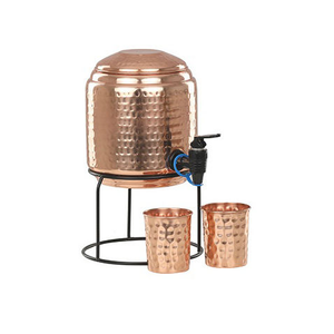 100% Pure & Handmade Copper Water Dispenser With <b>Glass</b> & Water Tap Hammered Copper Water Tank 5L - Product Image 3