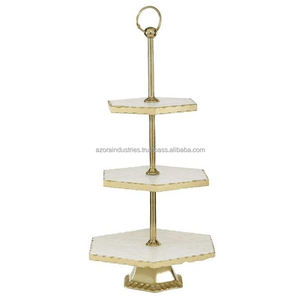 Excellente assiette de service en aluminium de qualité supérieure plateau circulaire en métal à deux niveaux pour l'affichage de fête d'hôtel décoratif - Product Image 3