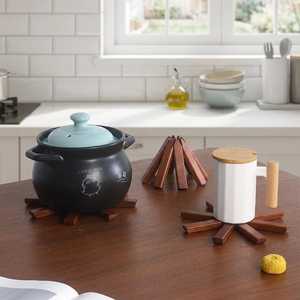 Wooden Shape <b>Trivet</b> Set Star Design Non Slip <b>Kitchen</b> Heat Resistant Mat Modern Style Table Decoration 20cm Diameter Handmade - Product Image 6