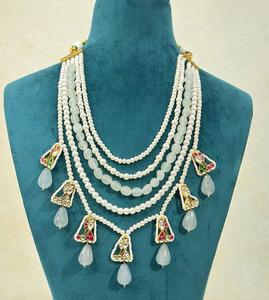 Magnifique ensemble de collier en laiton plaqué or de haute qualité avec moissanite, style Ahmedabadi, pour femme, idéal pour un anniversaire, un mariage ou une fête - Product Image 4