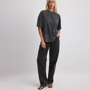 Camiseta de Mujer con Lavado Ácido, 100% Algodón, Secado Rápido, Transpirable, Diseño Liso, Estilo Casual, Suave, Ligera, Cómoda y Holgada - Product Image 5