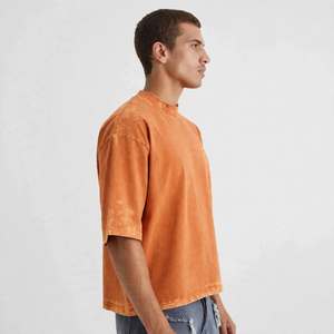 T-shirt Homme Acis Wash Oversized à Épaules Tombantes Coupe Boxy Col Rond Manches Courtes Tricoté Personnalisable GYM ACTIVE ENTERPRISES - Product Image 3