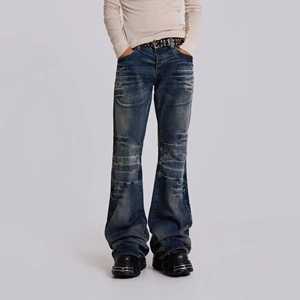 Pantalones Vaqueros de Hombre, Corte Recto, Cintura Media, Lavado Claro, Ajuste Holgado, Estilo Casual de Invierno, Desgastados, 100% Algodón Tejido - Product Image 3