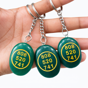 Llavero de Jade Verde con Moneda Zibu, Colgante de Cristal con Número de la Suerte, Anillo para Llaves de Coche/Bicicleta, Protección Vastu, Regalo Espiritual, Artículo al por Mayor - Product Image 2