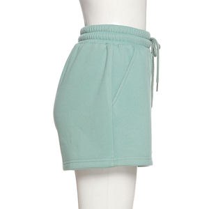 Shorts de sport en molleton de coton pour femme, taille mi-haute, avec cordon de serrage, coupe droite, logo personnalisé - Product Image 4