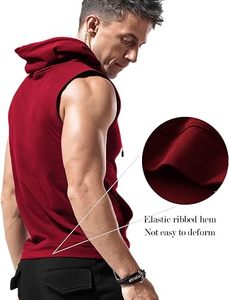 Men's <b>Red</b> Sleeveless <b>Tank</b> <b>Top</b> Solid Color Knitted Breathable Quick Dry with Pockets Sporty Casual Wear 100% Polyester - Product Image 4