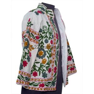 Chaqueta Bomber de Algodón Tejido Suzani TNT para Mujer, con Volantes Bordados, Diseño Floral Vintage, Ecológica, Transpirable, de Secado Rápido, para Primavera e Invierno - Product Image 4