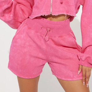 Ensemble sweat à capuche et short en polaire pour femme, rose uni, coupe décontractée, deux pièces, idéal printemps-été, prix de gros - Product Image 6