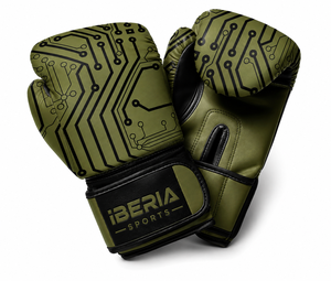 ถุงมือชกมวย IBERIA รุ่นพรีเมียม สีเขียวมะกอก ทำจากหนัง PU สำหรับฝึกซ้อม รับทำโลโก้ตามสั่ง (OEM) ขายส่งอุปกรณ์กีฬา - Product Image 1