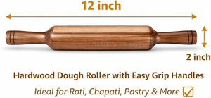 Wooden Rolling Pin Belan for Roti Chapati Making Traditional Handmade Kitchen Tool for Tortilla <b>Pastry</b> Pizza Dough Baking and Ho - Product Image 3
