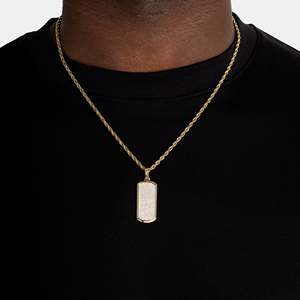 Luxury Moissanite <b>Dog</b> <b>Tag</b> Pendant Sterling Silver 18K Gold Plated Micro Pave Round Brilliant Cut Unisex Everyday Wear Necklace - Product Image 3