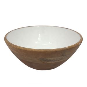 ชามไม้มะม่วงทรงกลมขนาดใหญ่สีขาวเมีน่า สำหรับเสิร์ฟ ผสมสลัด ซุป ทำมือ รับสั่งทำจำนวนมาก - Product Image 1
